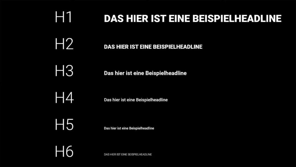 Überschriften als Übersicht: H1 bis H6